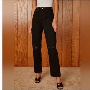 Denim Forum The Joni High Rise Loose Jeans – Black – 29L – Size 24